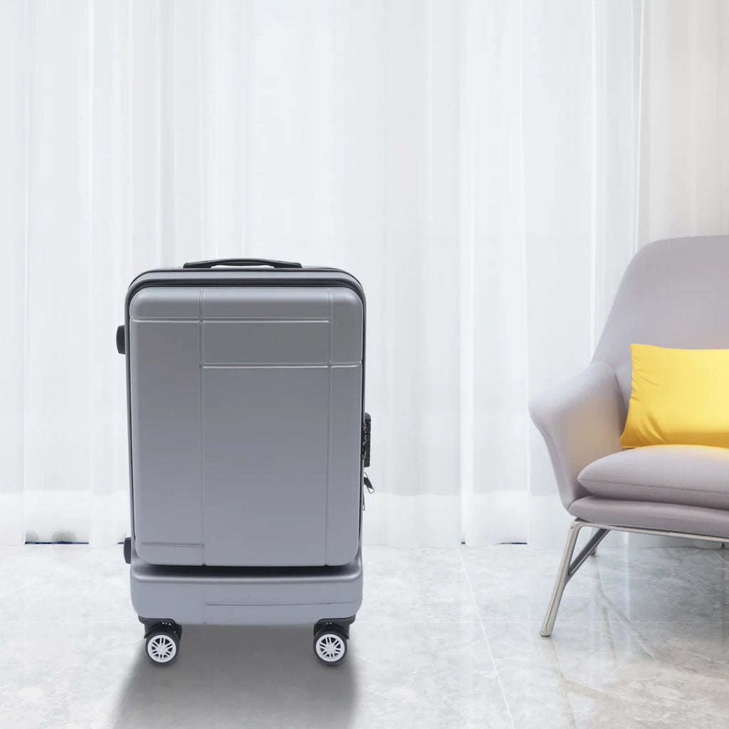 Wuzstar 24" Traveling Luggage PC+ABS Luggage Bags with TSA Lock Resilient Spinner Wheels Hardside Carry On Suitcase , Silver
