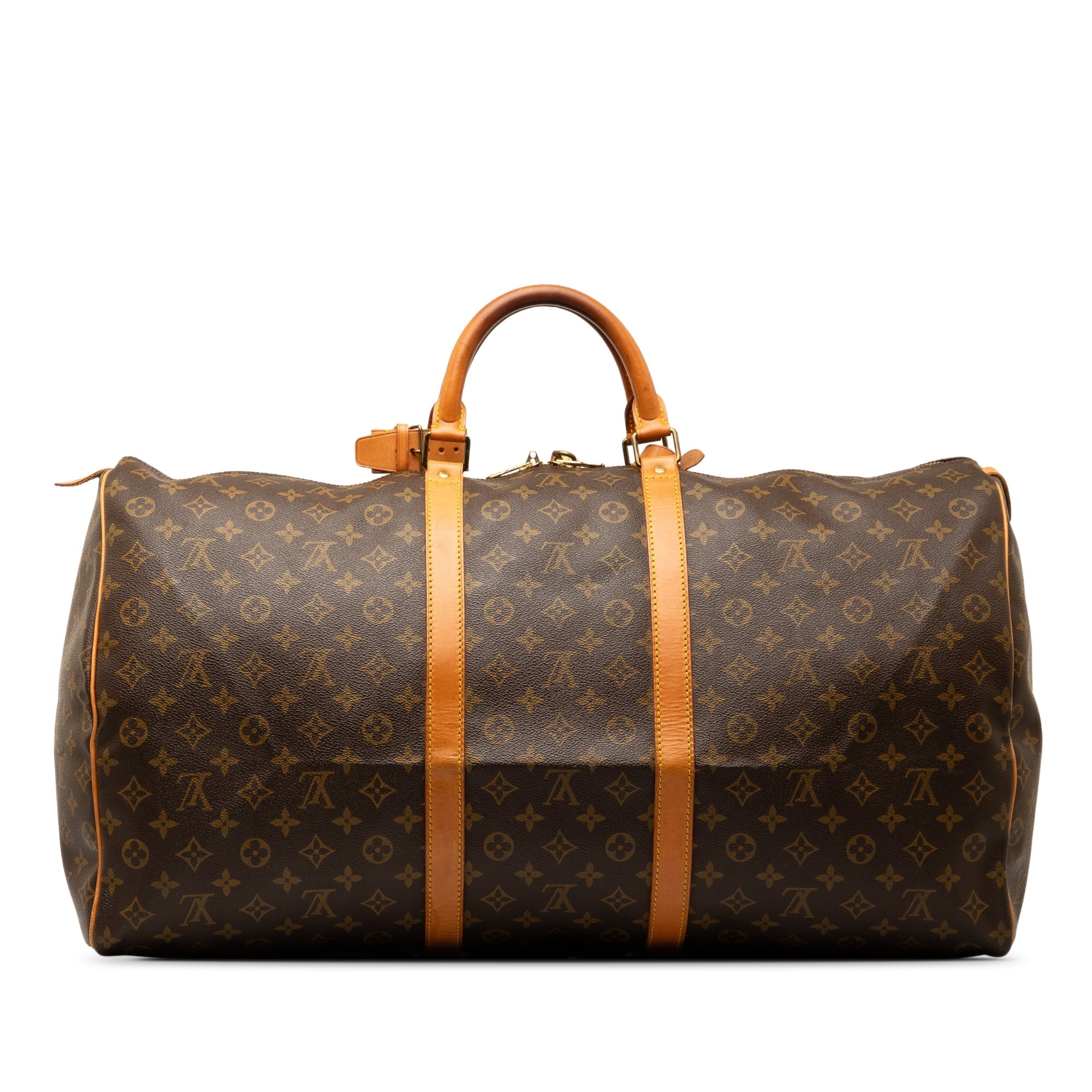 Pre-Owned Authenticated Louis Vuitton Monogram Keepall 60 Canvas Brown Travel Bag WeekenderBag Unisex (Fair)