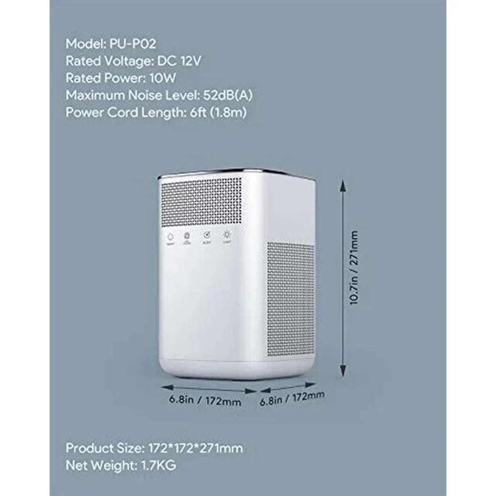 HEPA Air Purifier Home Pets with True 3M HEPA, LED Night Light, Touch Button, Activated Carbon Filter Large Room Bedroom Office White