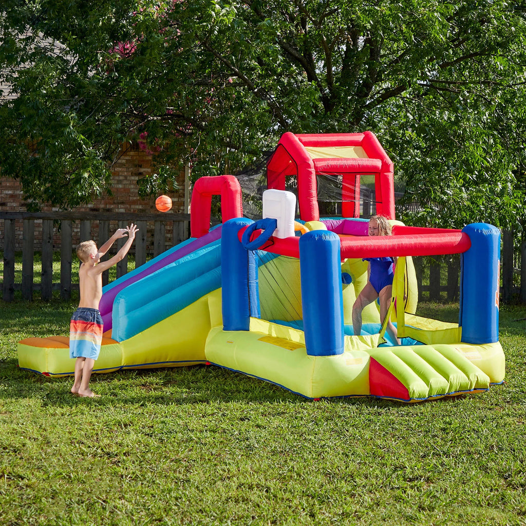 Banzai Outdoor Bounce House with Slide, Climbing Wall & 2 Sports Activities