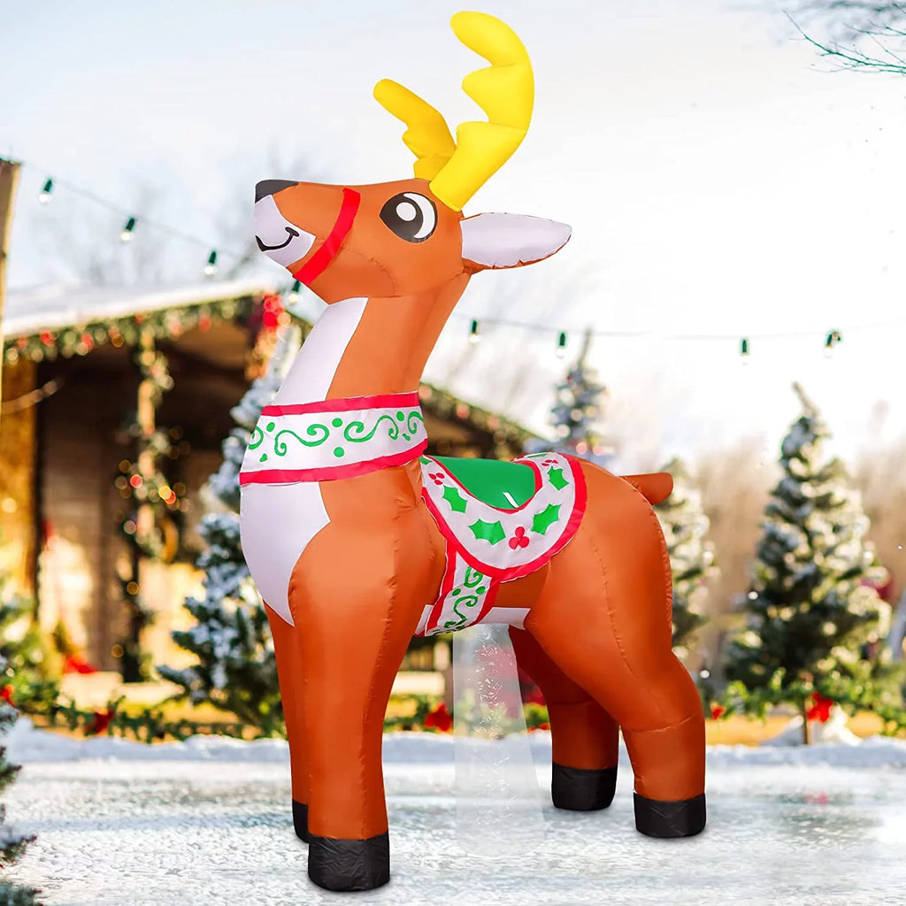 GOOSH Christmas Inflatables 5.7 FT Reindeer Christmas Inflatable, Reindeer Inflatables Outdoor Decorations Reindeer Blow Up with LED Lights, Christmas Inflatable Decorations Clearance Xmas/Holiday