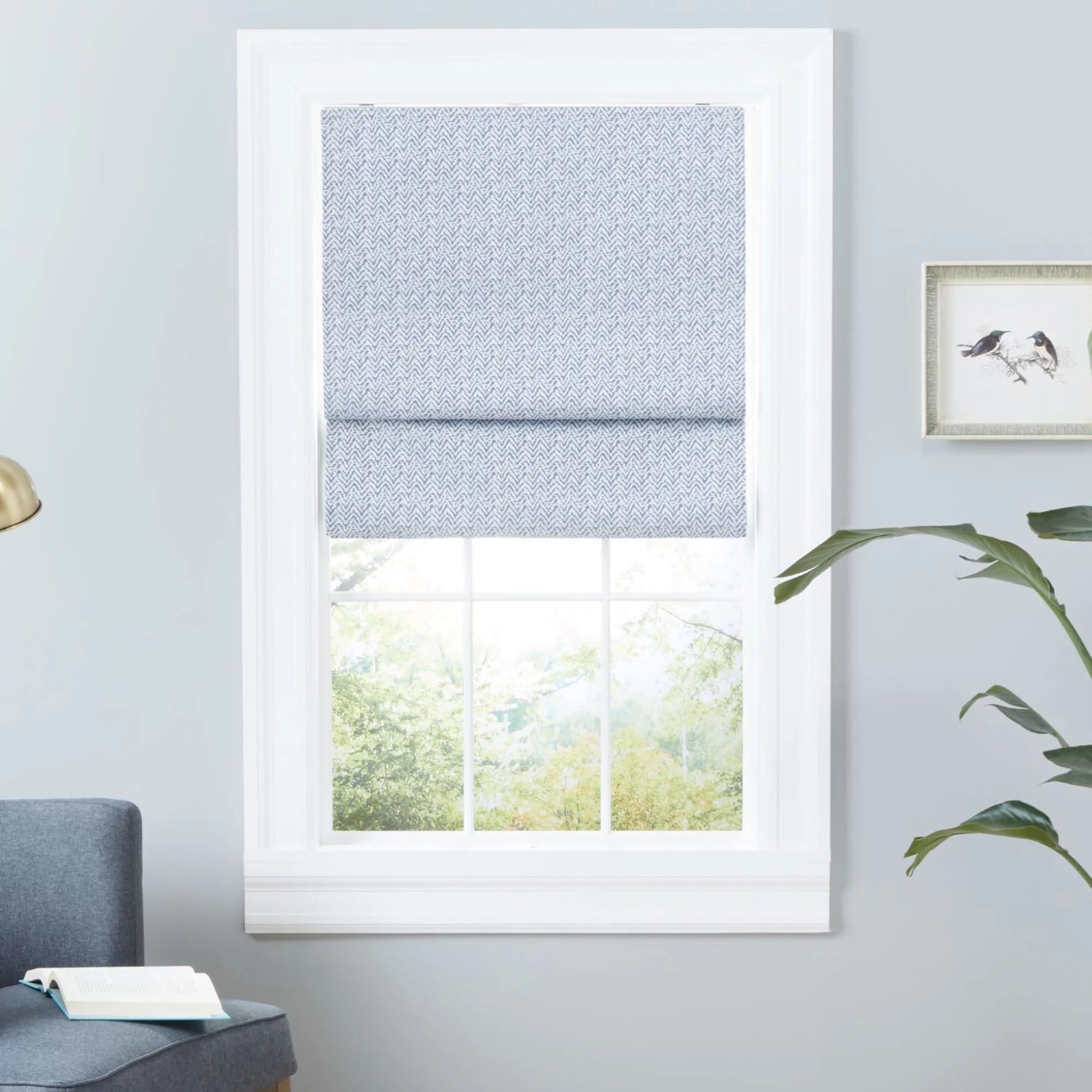 Exclusive Home Esme Total Blackout Roman Shade, 34"x64", Slate Blue