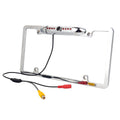 Absolute CAM2100S Chrome License Plate Frame Rear View Backup Camera 170° Viewing Angle Universal Car License Plate Frame Mount Waterproof High Sensitive 8 IR LED Night Vision Reverse Parking Aid