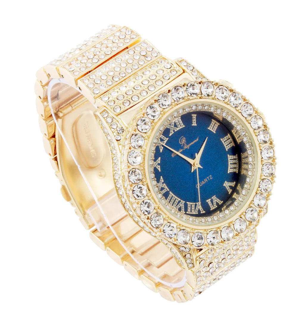 Charles Raymond Thick Bling'ed Out Rolly Look Silver dial - Oversize Iced-out on Blast Metal band Hip Hop Men's Wristwatch- ST10238