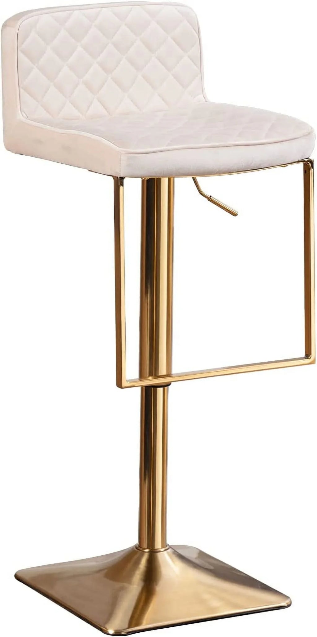 TJUNBOLIFE Velvet Stools Modern Swivel Counter Height Barstools Height Adjustable Kitchen Stools Island Chairs Island Stools Chair Gold sillas para barra de cocina (Ivory Set of