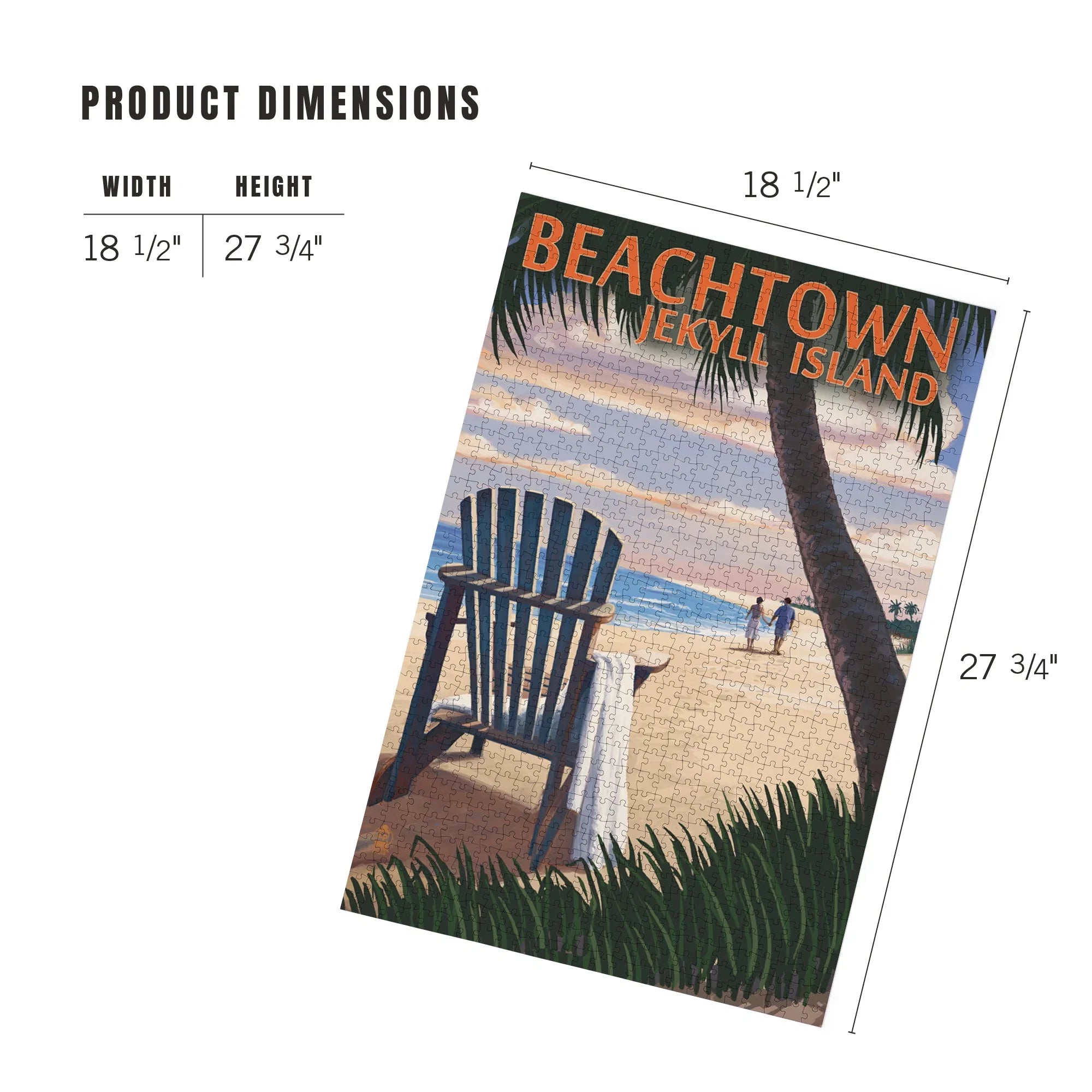 Lantern Press 1000 Piece Jigsaw Puzzle, Beachtown, Jekyll Island, Georgia, Adirondack Chair on the Beach