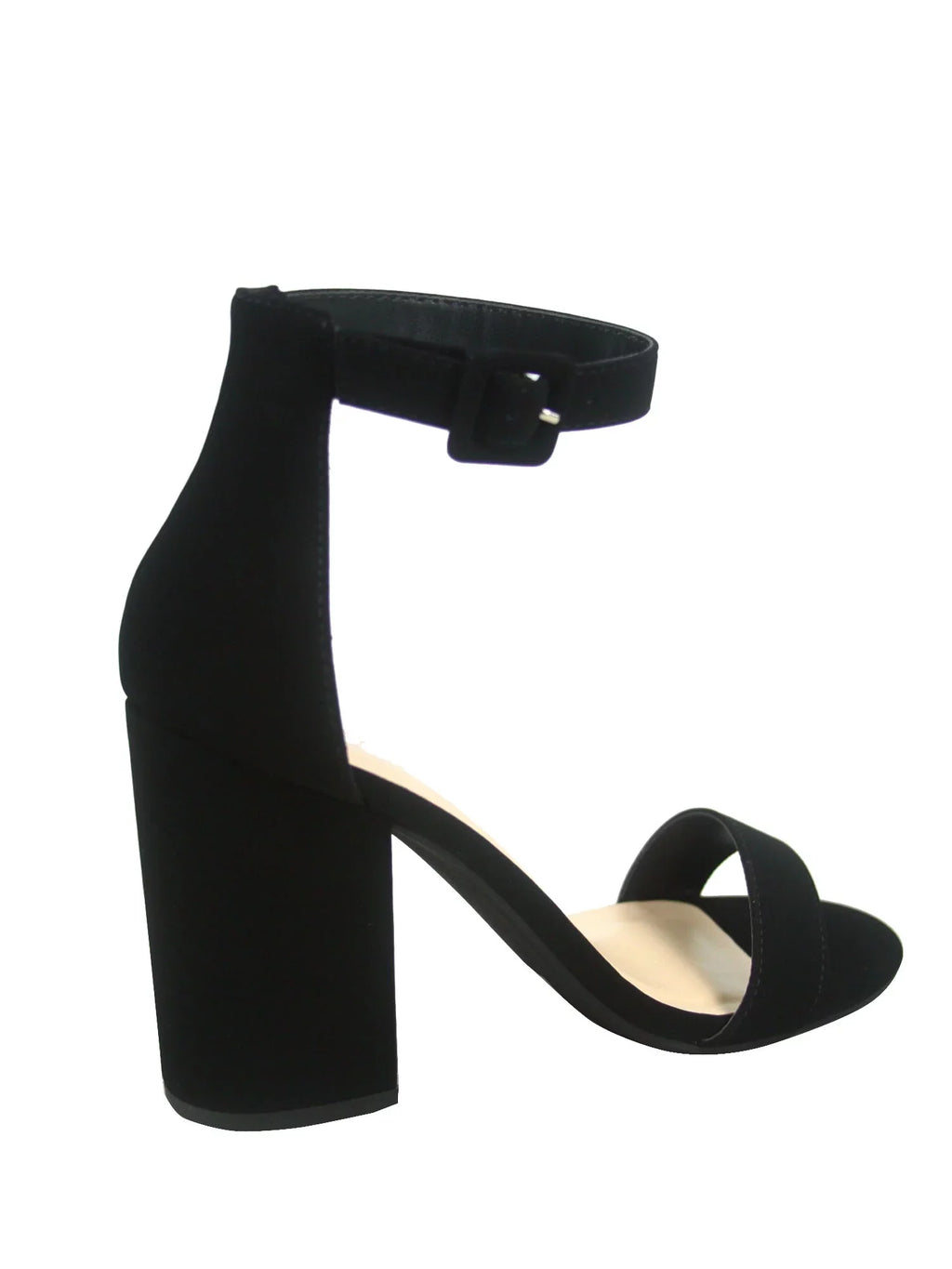 Iris-s Women's Fashion Open Toe Ankle Strap Latch High Chunky Heels Dress Sandals Shoes ( Black, 7 )
