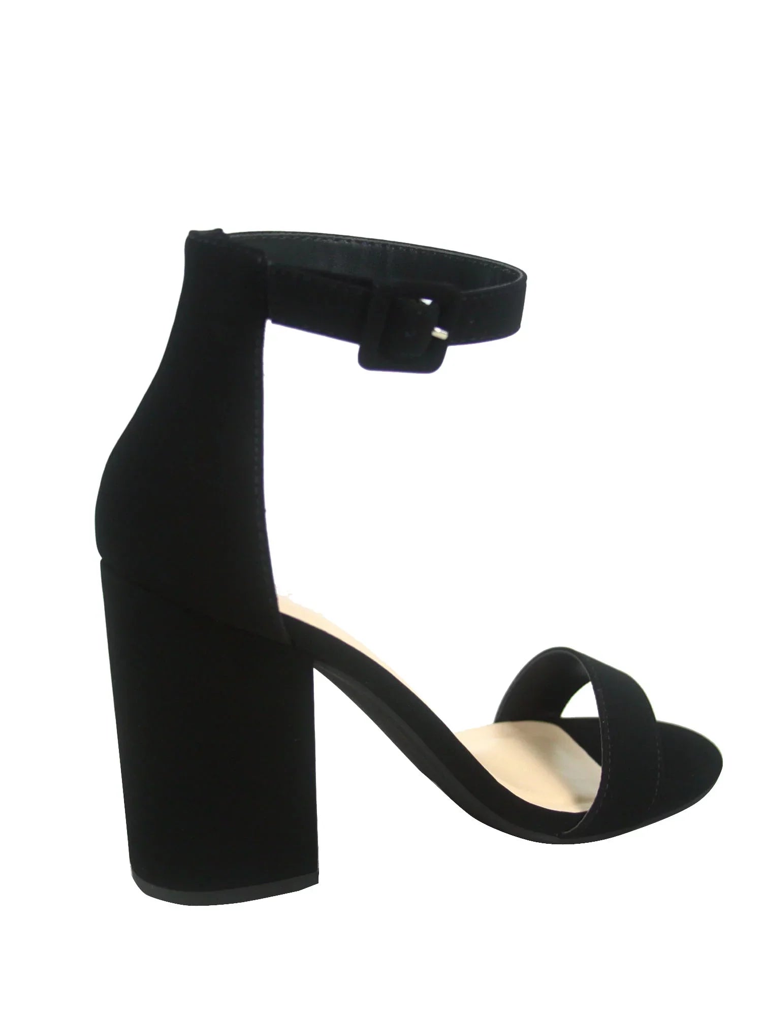 Iris-s Women's Fashion Open Toe Ankle Strap Latch High Chunky Heels Dress Sandals Shoes ( Black, 7 )