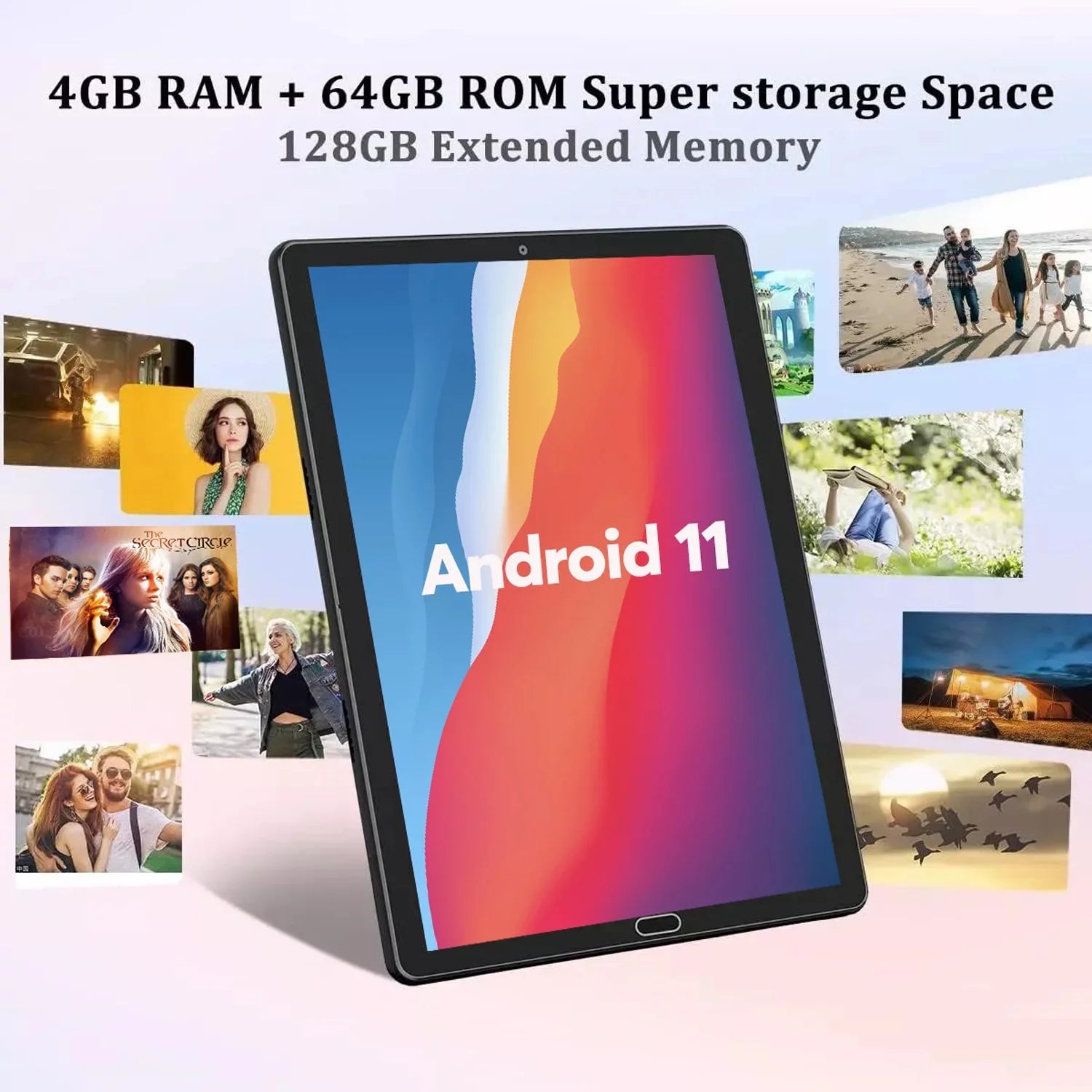 10 inch Tablet Android 11 Tablets with Keyboard, 4GB RAM 64GB ROM 128GB Expand, 5G/2.4G Wi-Fi, HD IPS Display, 6000mAh Tablet PC with Case,Mouse,GMS Certified,Black
