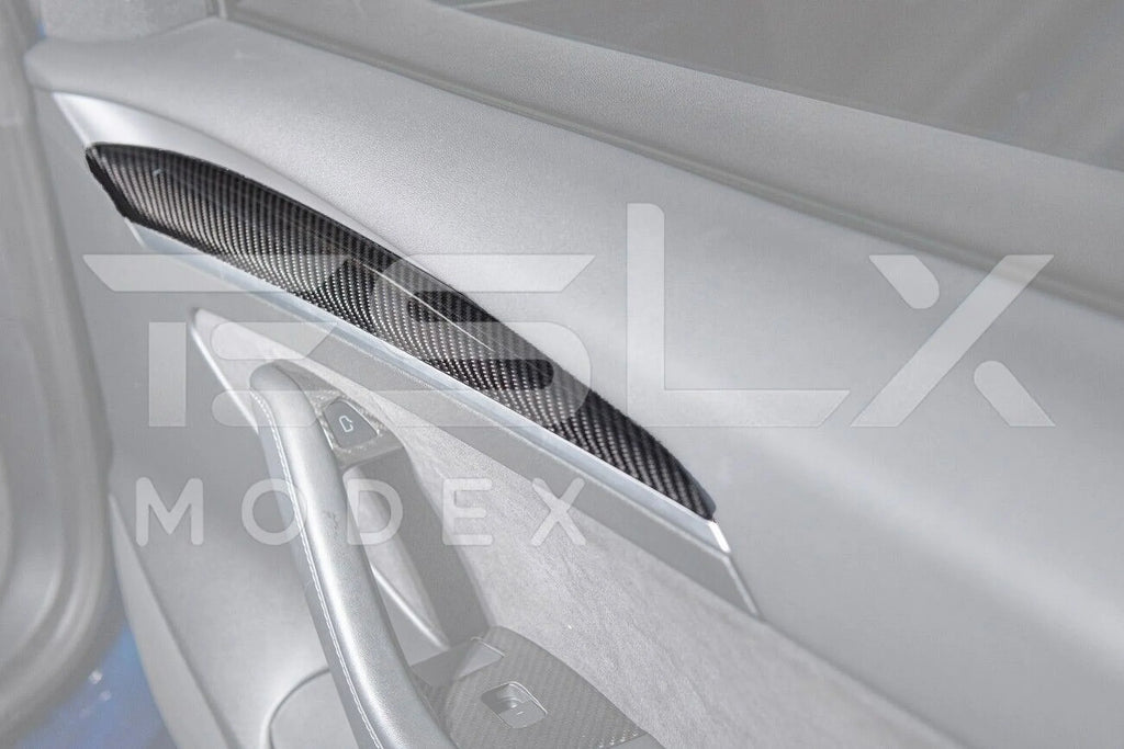 Replacement For 2020-2023 TESLA Model 3 & 2020-Up Model Y Factory Style CARBON FIBER Interior Front Door Trim Panel Protection Pair