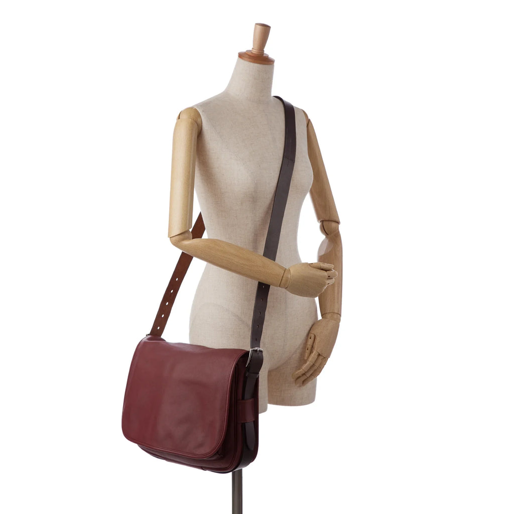 Pre-Owned Authenticated Hermès Sikkim Barda 30 Messenger Bag Calf Leather Red Crossbody Bag Unisex (Good)