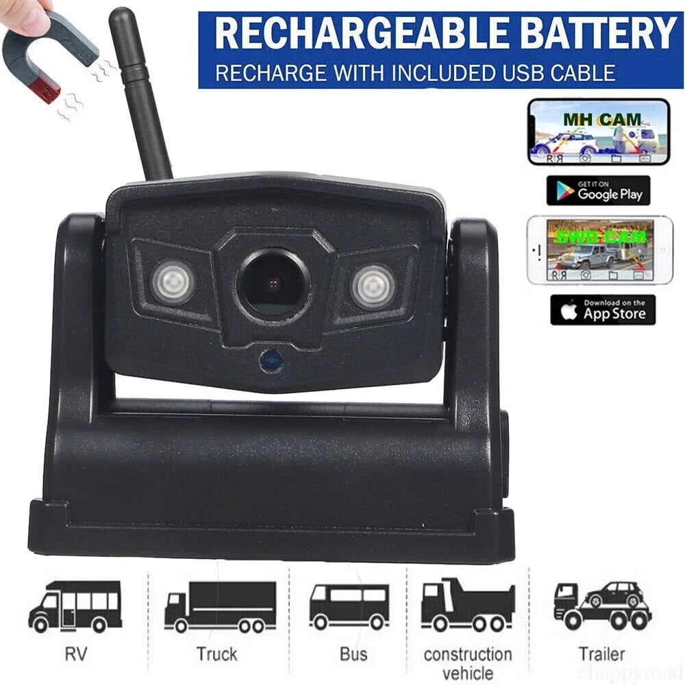 JLLOM Magnetic WiFi Wireless Camera, Backup Front/Rear View, Equipped with 9600mAh Battery