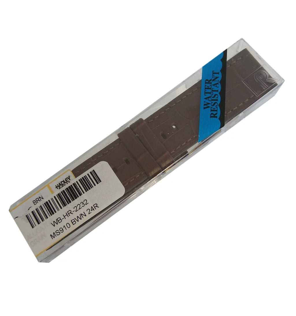 Hadley Roma MS910 24mm Brown Alligator Grain Panerai Style Men's Watch Band