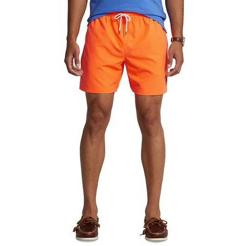 Polo Ralph Lauren Mens 5.75-Inch Traveler Classic Swim Trunks Blaze Orange-Small