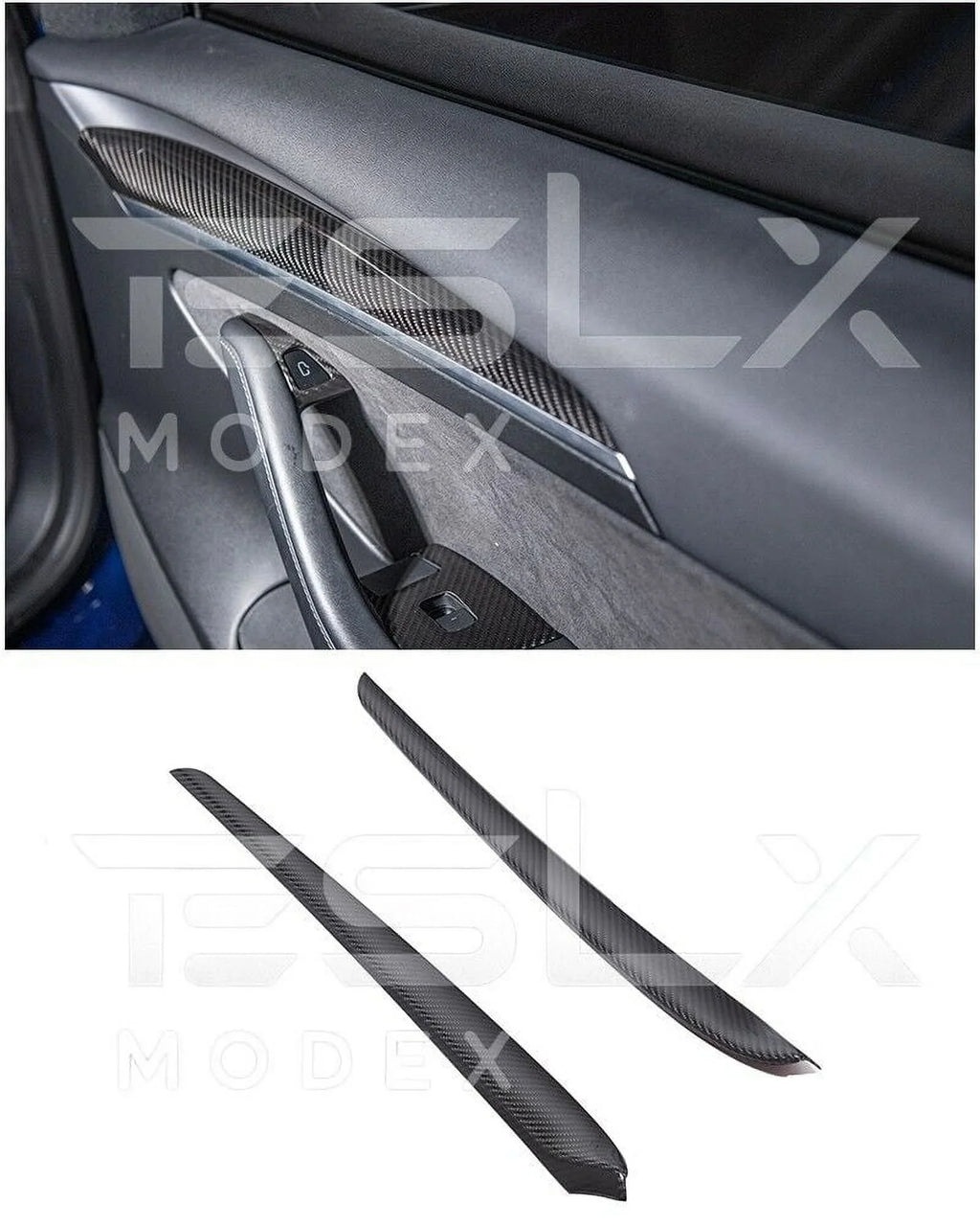 Replacement For 2020-2023 TESLA Model 3 & 2020-Up Model Y Factory Style CARBON FIBER Interior Front Door Trim Panel Protection Pair