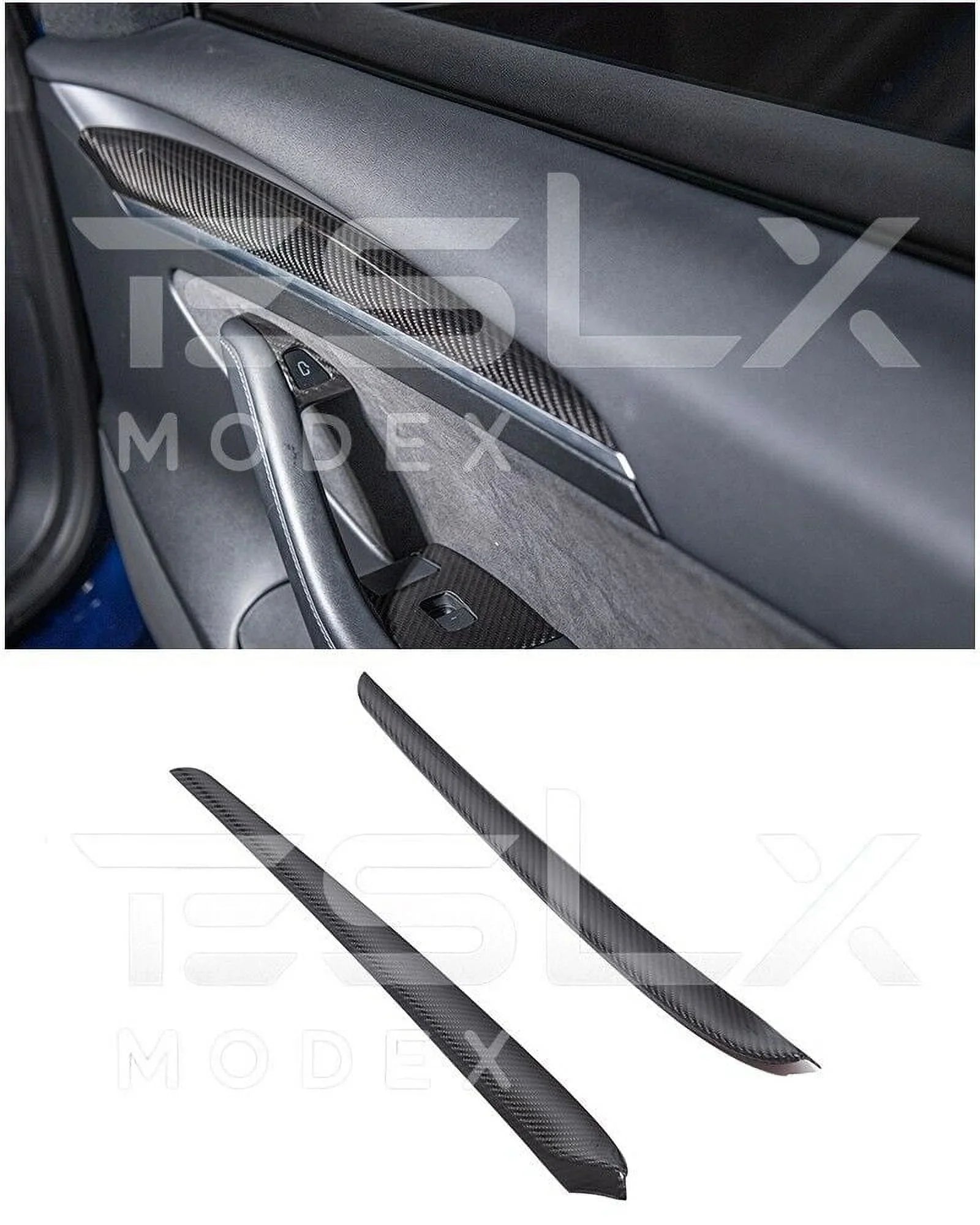 Replacement For 2020-2023 TESLA Model 3 & 2020-Up Model Y Factory Style CARBON FIBER Interior Front Door Trim Panel Protection Pair