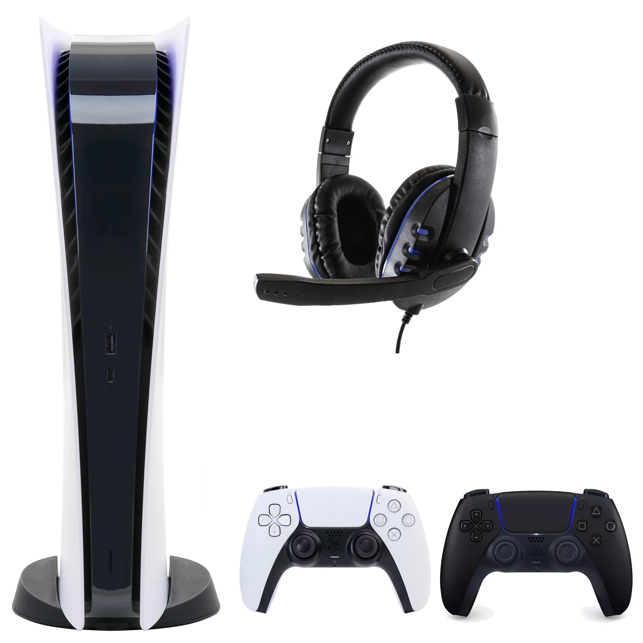 Sony PlayStation 5 Digital Console with Extra Black Dualsense Controller and Universal Headset