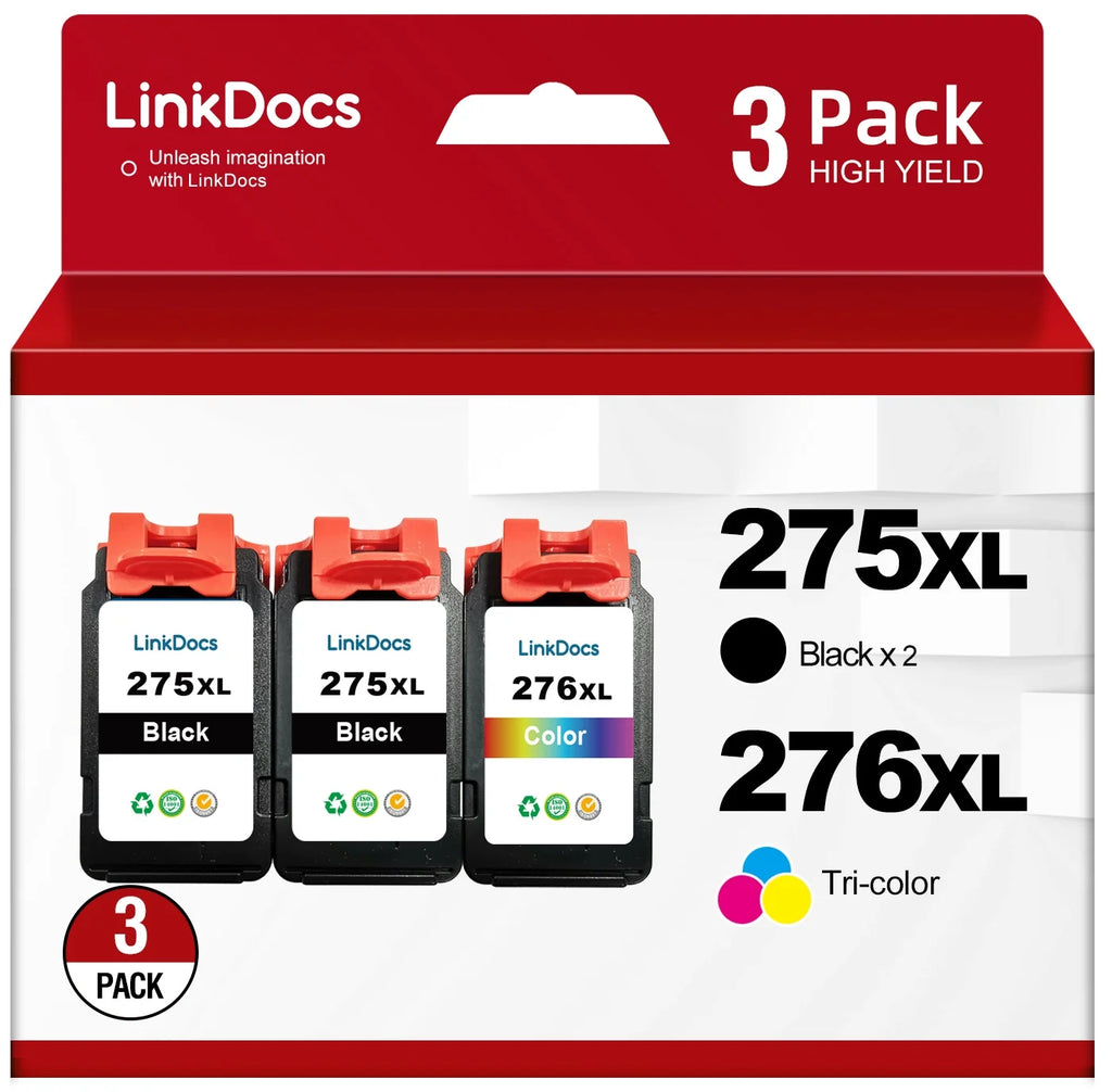 275XL 276XL Ink Cartridge Combo Pack Replacement Canon PG-275 CL-276 275XL 276XL used with Canon PIXMA TS3520 TS3522 TS3500 TR4720 TR4722 TR4700 Printers(2 Black, 1 Color)