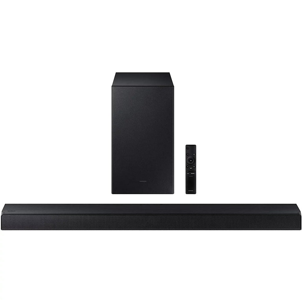 Samsung HW-A450 4.1ch Surround Sound Wireless Home Theater Bundle 2.1ch Dolby Audio Soundbar 2021 HW-A450/ZA + Swa-9100S 2ch Rear Speaker Kit + Subwoofer + Extended Wrap + 2 Deco Gear HDMI Cables