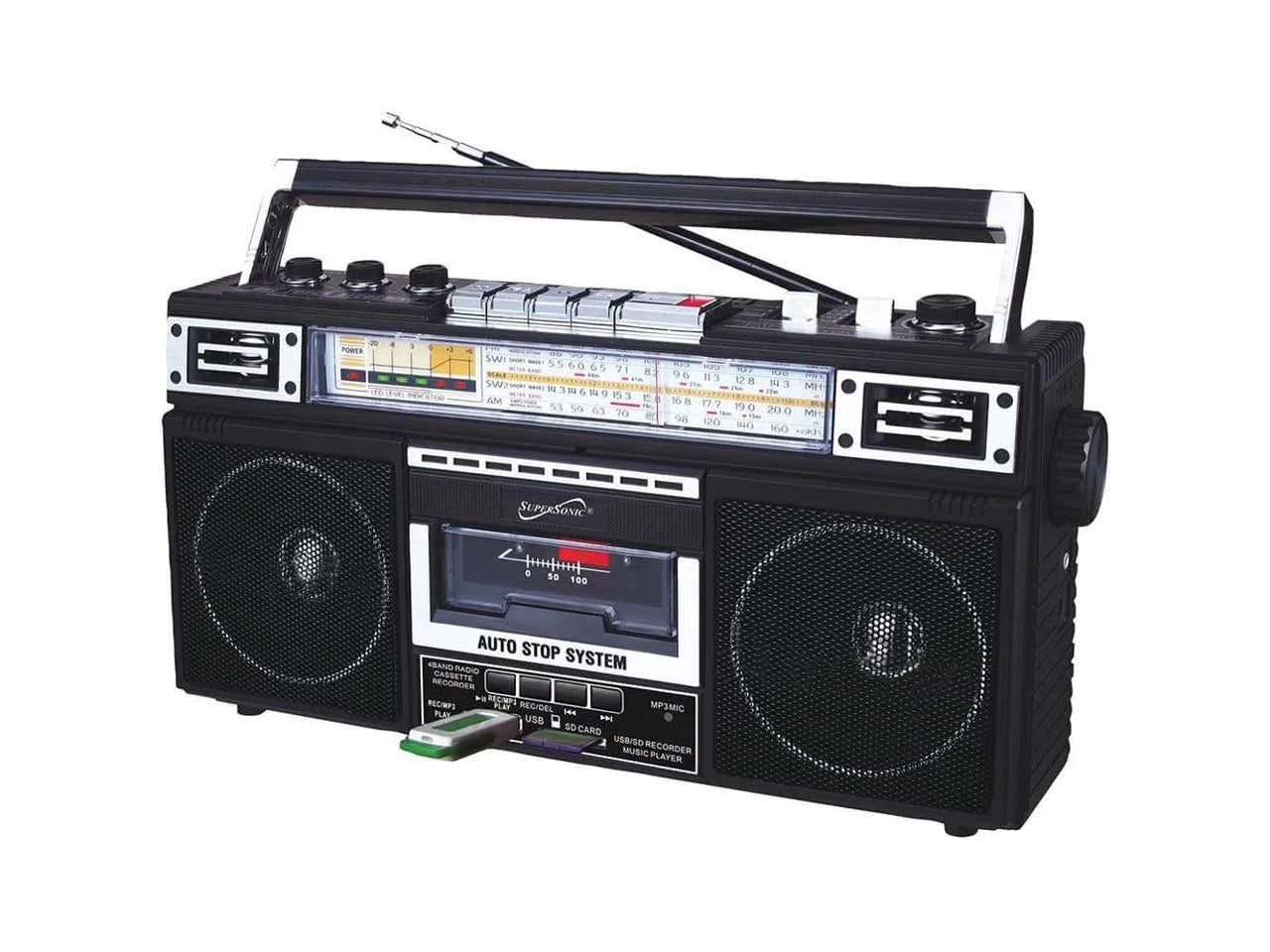 Supersonic Portable AM/FM Radio, Black, SC-3201BT-BK