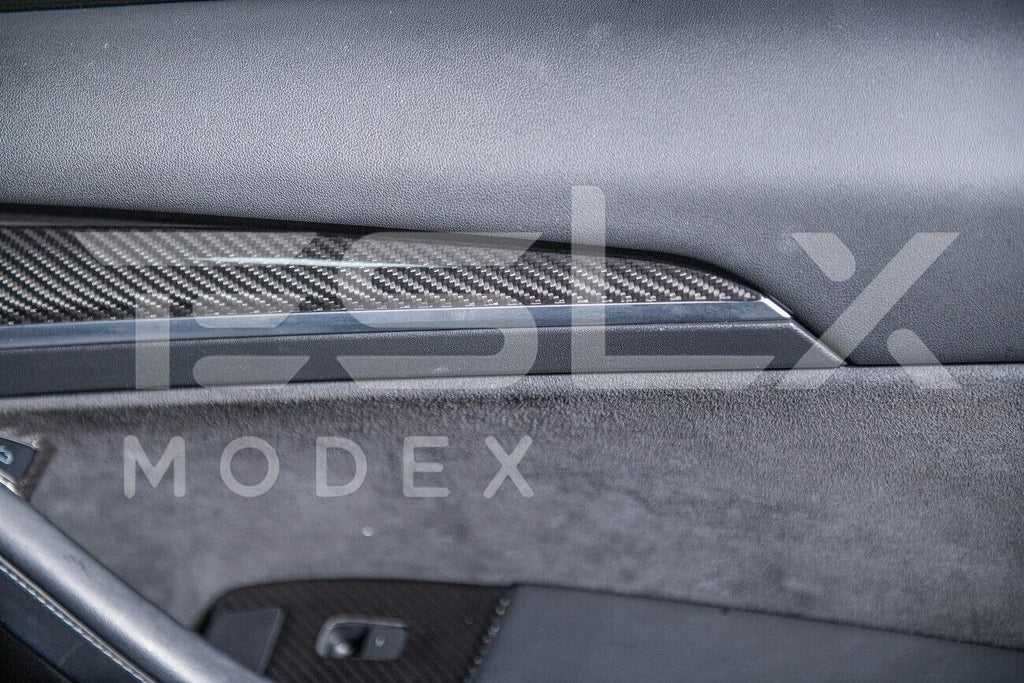 Replacement For 2020-2023 TESLA Model 3 & 2020-Up Model Y Factory Style CARBON FIBER Interior Front Door Trim Panel Protection Pair