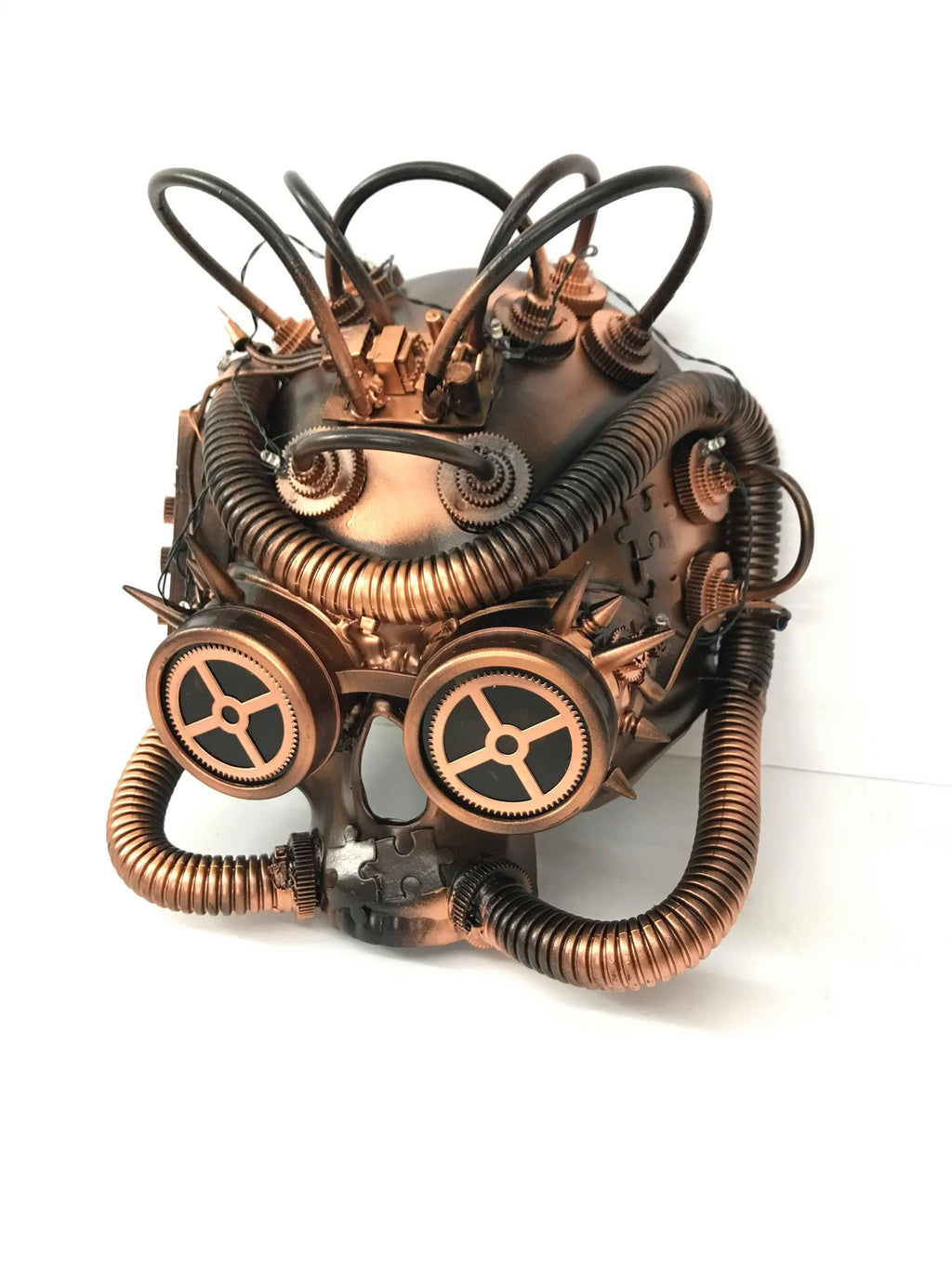 Steampunk LED Light-Up Skull Mask Goggles Copper Metallic Masquerade Adult Post