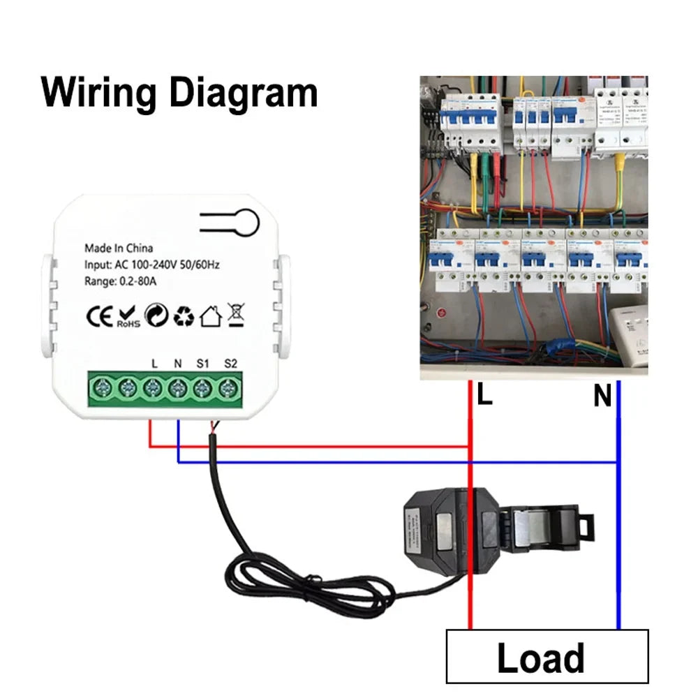 Dazzduo Electric meter,Statistics Voice Meter Clamp KWh Power Monitor Statistics KWh Power Monitor Meter 80A Clamp Power Monitor Statistics 80A Clamp KWh
