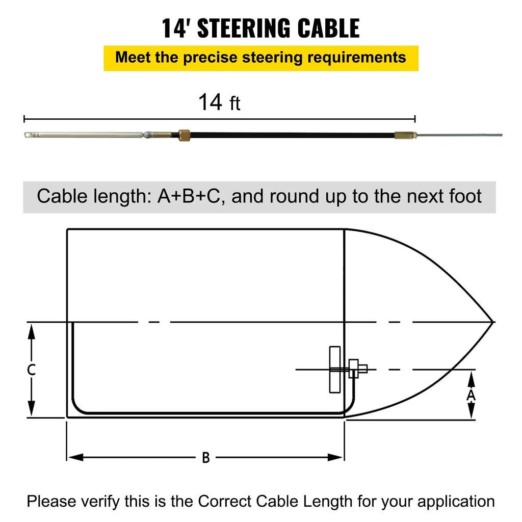 VEVOR Watercraft Steering Cable 14' Outboard Rotary Steering Kit