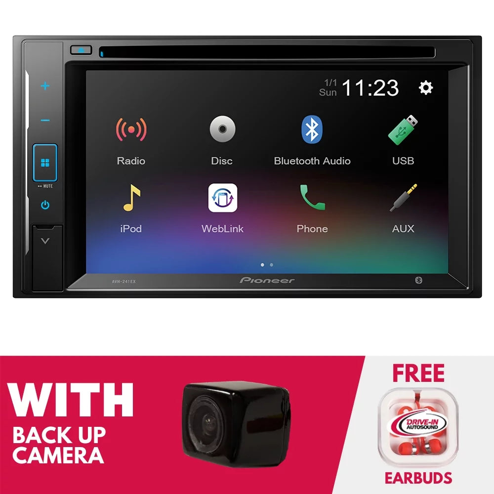 New Pioneer AVH-241EX 6.2 Inch Digital Media and DVD Receiver with Backup Camera