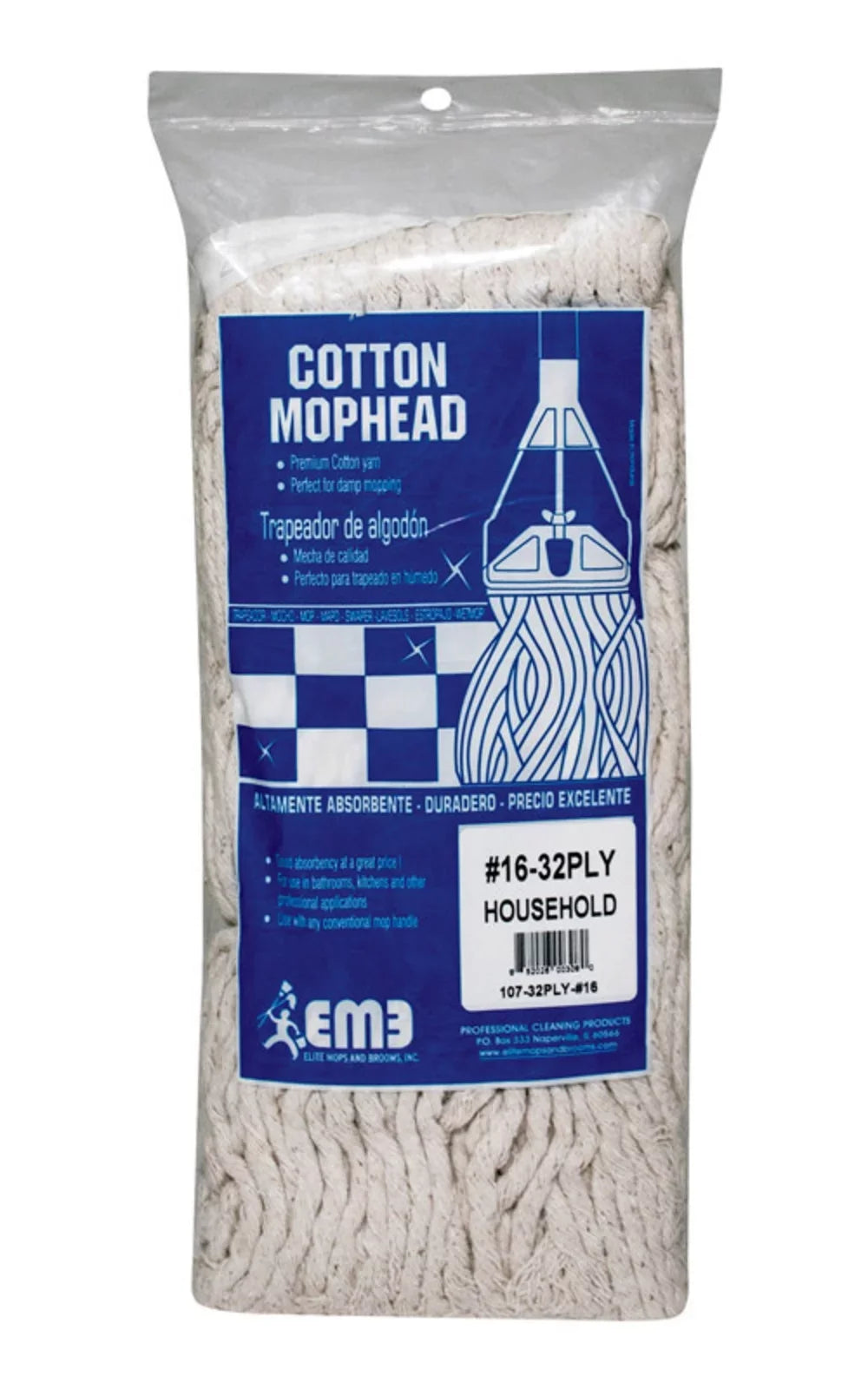 Elite Mops and Brooms Cut End Cotton Yarn 32 Ply # 16 Bagged Case of 6