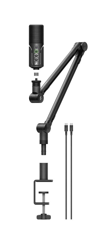 SENNHEISER Professional Profile - USB Cardioid Condenser Microphone & Table Stand, 1.2 m USB-C Cable - Mute Button, Built-in Headphone Jack, Gain, Mix & Volume Control, for PC & Mac,Black