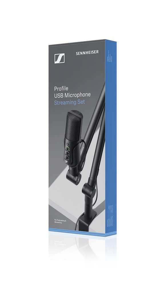 SENNHEISER Professional Profile - USB Cardioid Condenser Microphone & Table Stand, 1.2 m USB-C Cable - Mute Button, Built-in Headphone Jack, Gain, Mix & Volume Control, for PC & Mac,Black