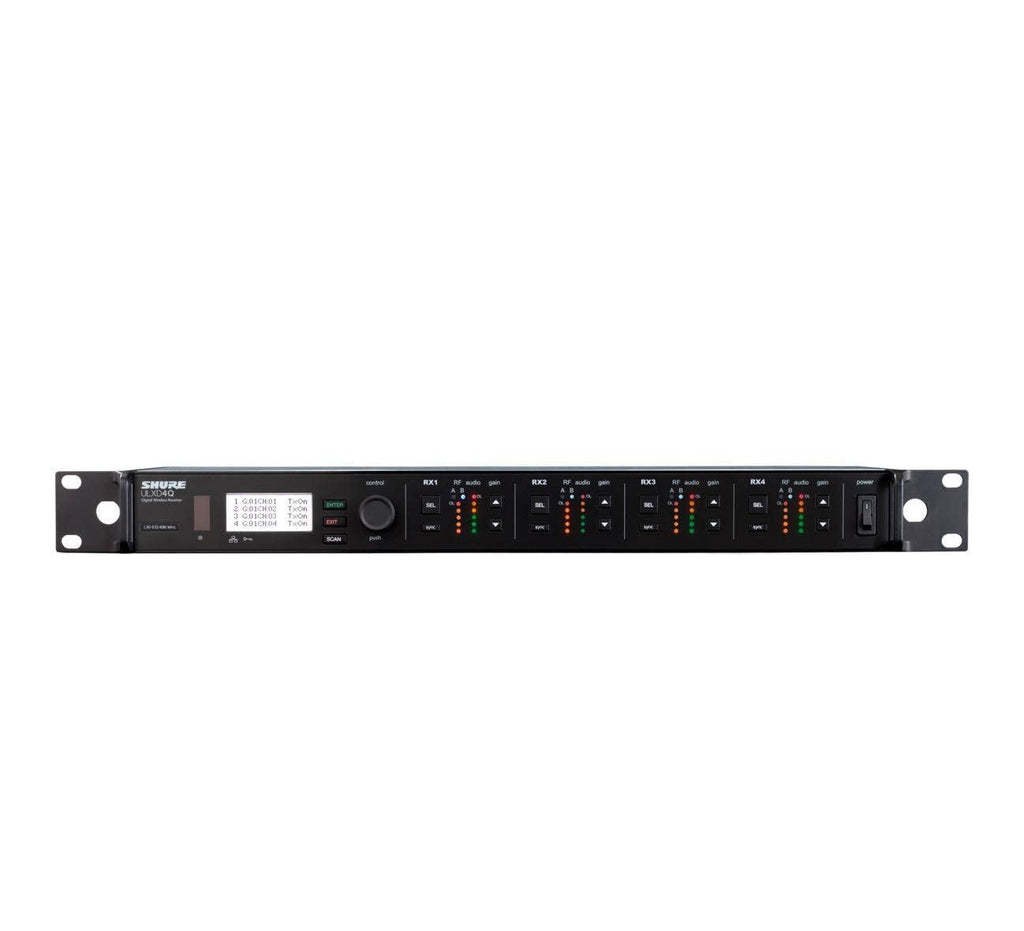 Shure ULXD4D Quad Channel Receiver - for use with ULX-D Digital Wireless Microphone Systems, Transmitters Sold Separately | J50A Band (ULXD4Q=-J50A)
