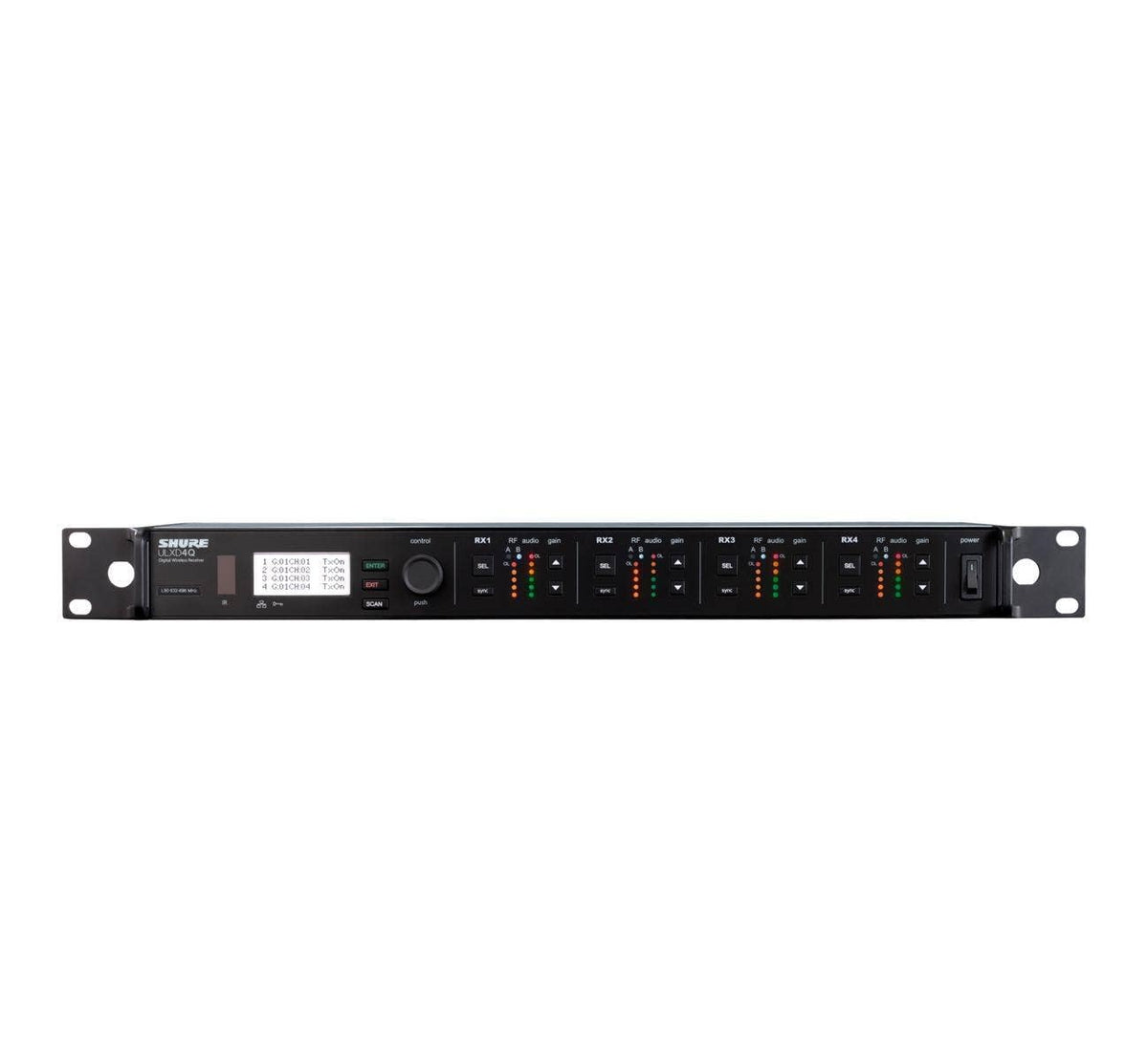Shure ULXD4D Quad Channel Receiver - for use with ULX-D Digital Wireless Microphone Systems, Transmitters Sold Separately | J50A Band (ULXD4Q=-J50A)