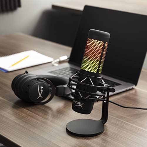 HyperX QuadCast 2 S â USB Microphone, with RGB Lighting, Streaming and Podcasting, with On-Board Controls, LED Lighting, Removable Shock Mount, PC, Mac, USB-C - Black