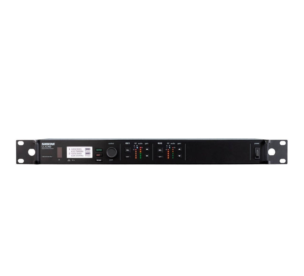 Shure ULXD4D Quad Channel Receiver - for use with ULX-D Digital Wireless Microphone Systems, Transmitters Sold Separately | J50A Band (ULXD4Q=-J50A)