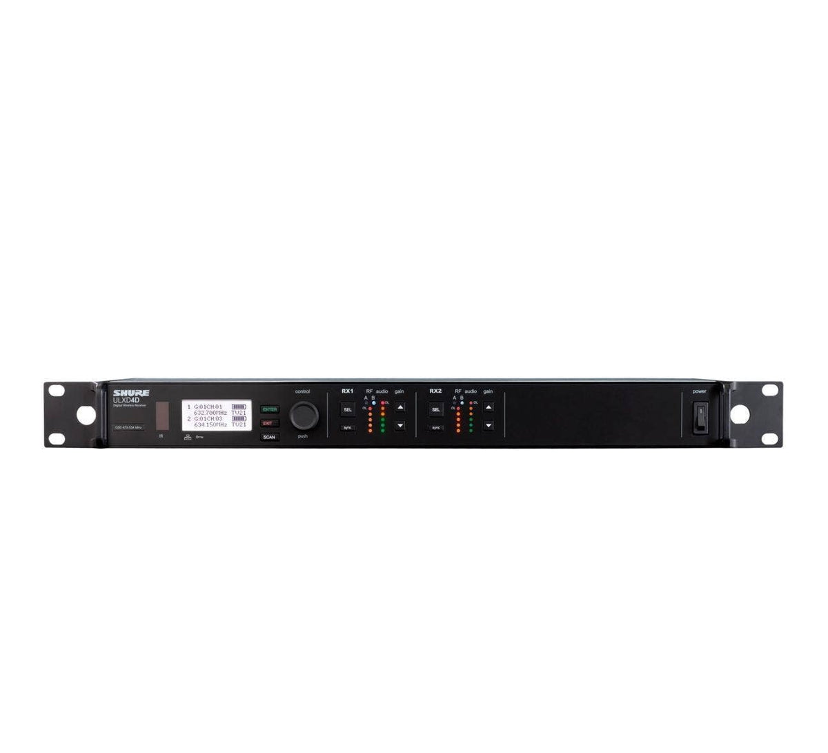 Shure ULXD4D Quad Channel Receiver - for use with ULX-D Digital Wireless Microphone Systems, Transmitters Sold Separately | J50A Band (ULXD4Q=-J50A)