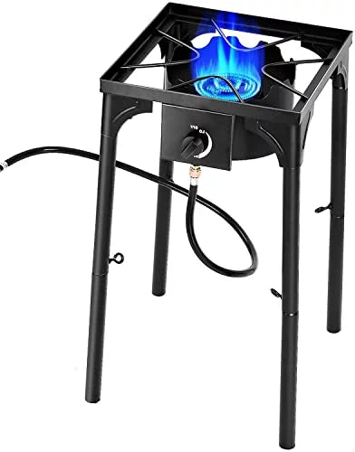 Moccha 100, 000 BTU Single Burner Outdoor Stove Propane Gas Cooker w/Detachable Legs, Portable Cast Iron Patio Cooking Burner Perfect Camping, Patio, or RV