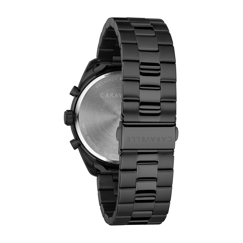 Caravelle Designed By Bulova Men's Chronograph Black-Tone Stainless Steel Bracelet Sport Watch