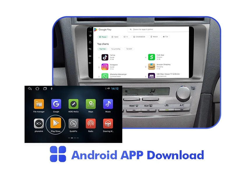 2+32G Android 10 Double Din Car Stereo Toyota Carmy 2006-2011 with 9 Inch Touchscreen Radio Built-in Wireless Carplay/Android Auto/GPS/Bluetooth/FM/AUX-in/Steering Wheel Control/Backup Camera