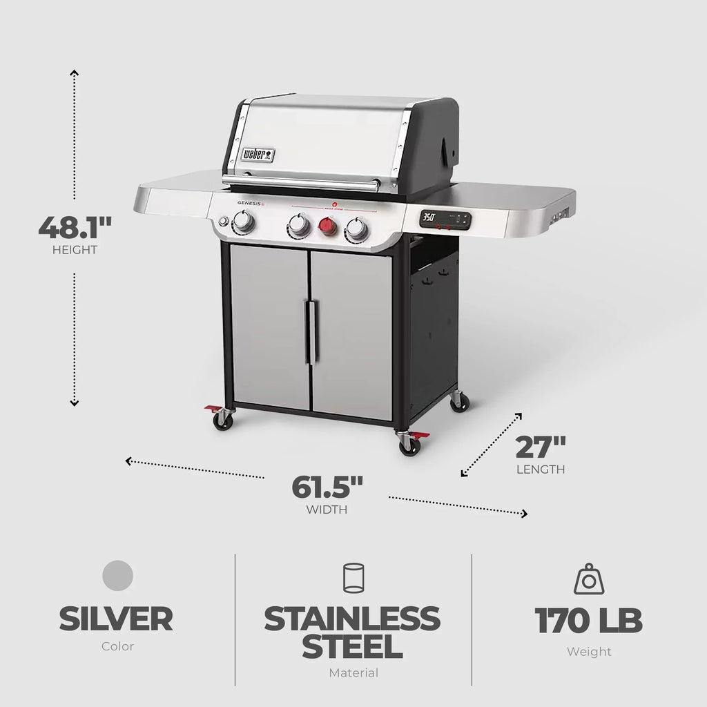 Weber Genesis Smart SX-325s 3-Burner Propane Gas Grill in Stainless Steel with Connect Smart Grilling Technology