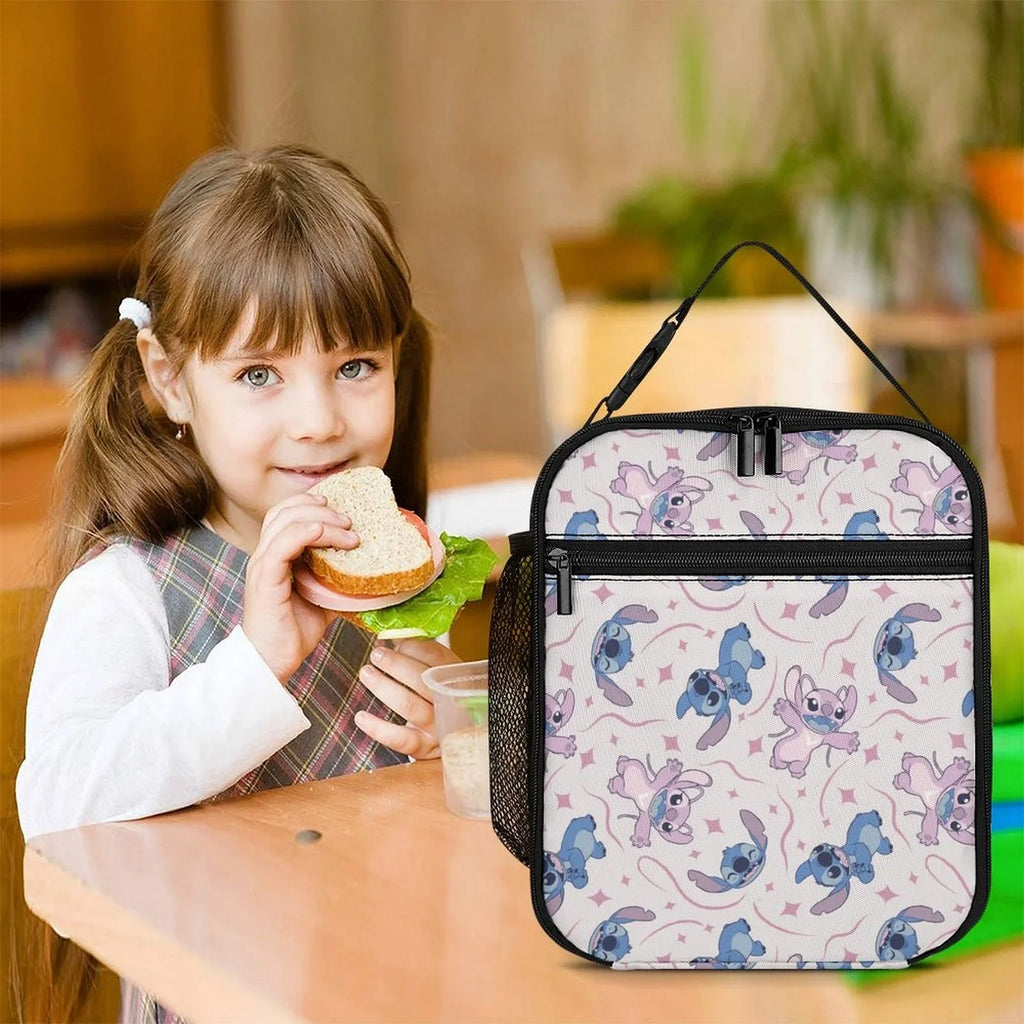 Lilo Stitch Blue Portable Lunch Bag Tote Bento Bag School Office Insulated Cooler Thermal Handbag For Adult Boys Girls Kids