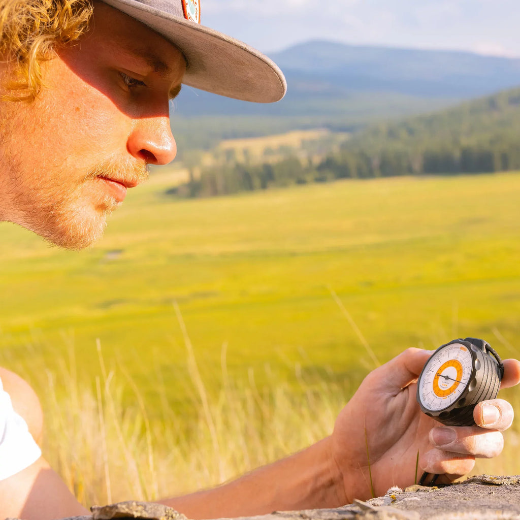 Sun Company Ascent Altimeter - Battery-Free Altimeter and Barometer | -Trend Indicator with Rugged Aluminum Case and Reflective Lanyard | Reads Altitude from 0 to 15,000 Feet