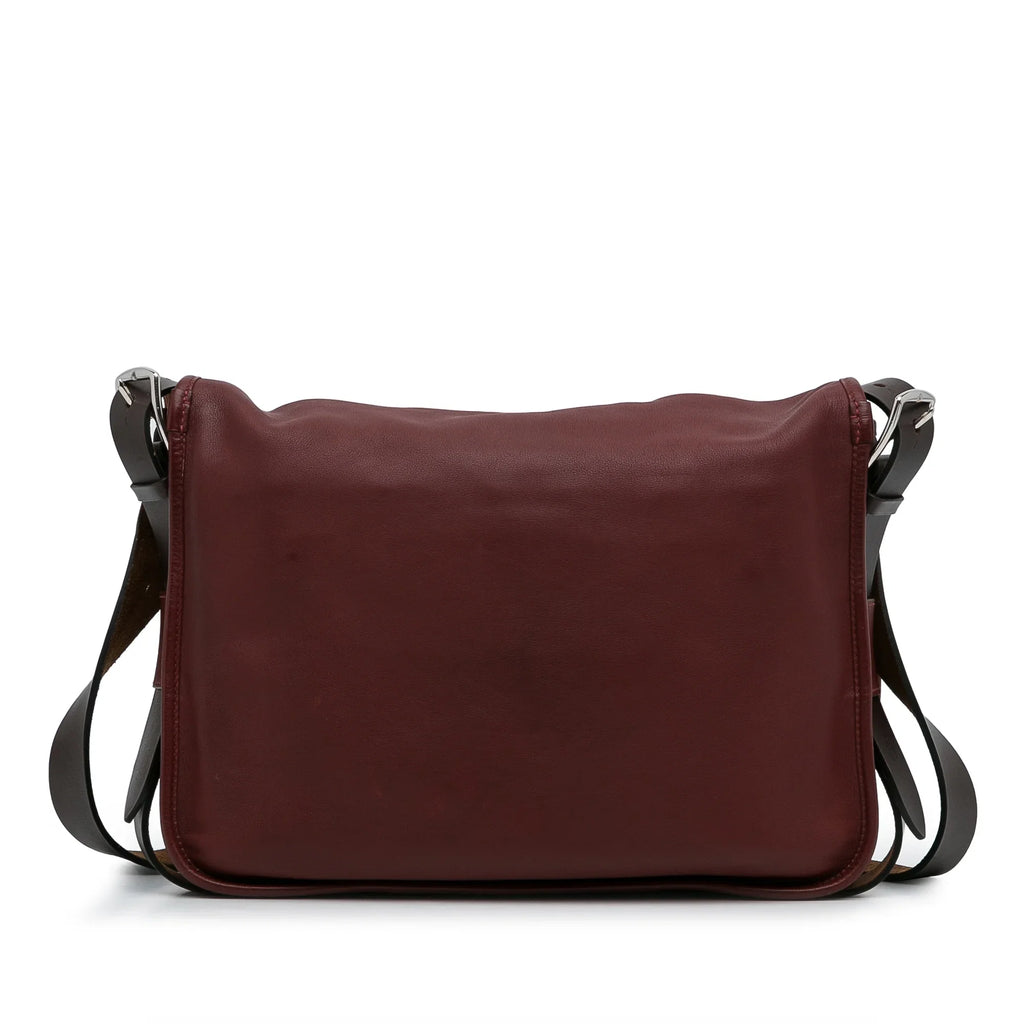 Pre-Owned Authenticated Hermès Sikkim Barda 30 Messenger Bag Calf Leather Red Crossbody Bag Unisex (Good)