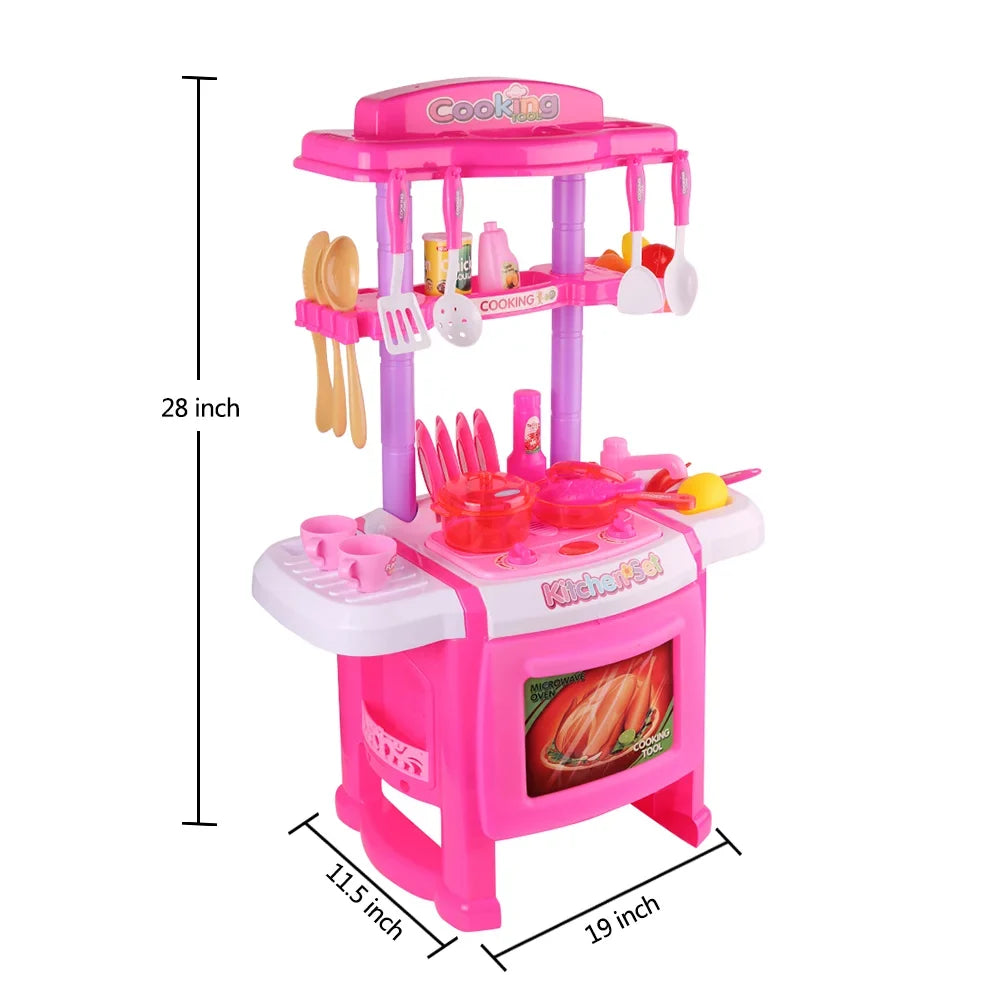 Little Chef's Pretend Kitchen Cooking Play Set with Food, Cups, Utensils, Pots and Pans