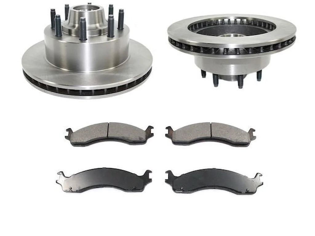 Front Ceramic Brake Pad and Rotor Kit - with 1999 - 2007 Ford E350 Super Duty 2000 2001 2002 2003 2004 2005 2006