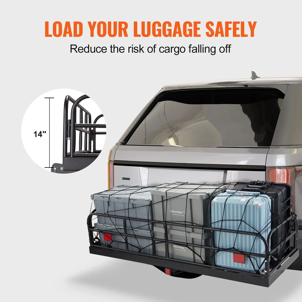 SKYSHALO 60x24x14in Hitch Mount Cargo Carrier 400lb & Stabilizer Fits 2" Receiver
