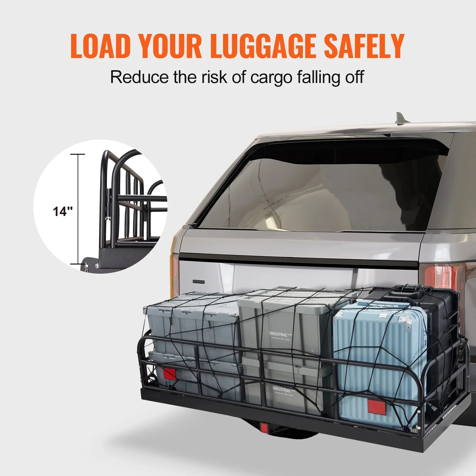 SKYSHALO 60x24x14in Hitch Mount Cargo Carrier 400lb & Stabilizer Fits 2" Receiver