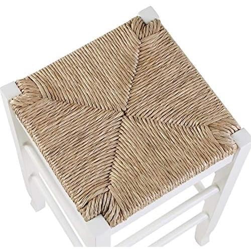 Square Rush 29" Stationary Bar Stool In White - Set Of 2