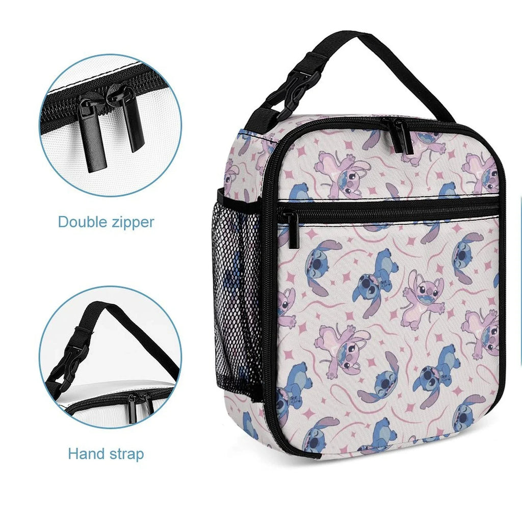 Lilo Stitch Blue Portable Lunch Bag Tote Bento Bag School Office Insulated Cooler Thermal Handbag For Adult Boys Girls Kids